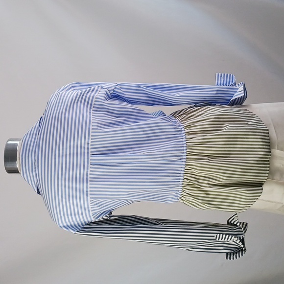 Veronica Beard Blue Striped/Gray Striped Blouse. - Picture 6 of 10